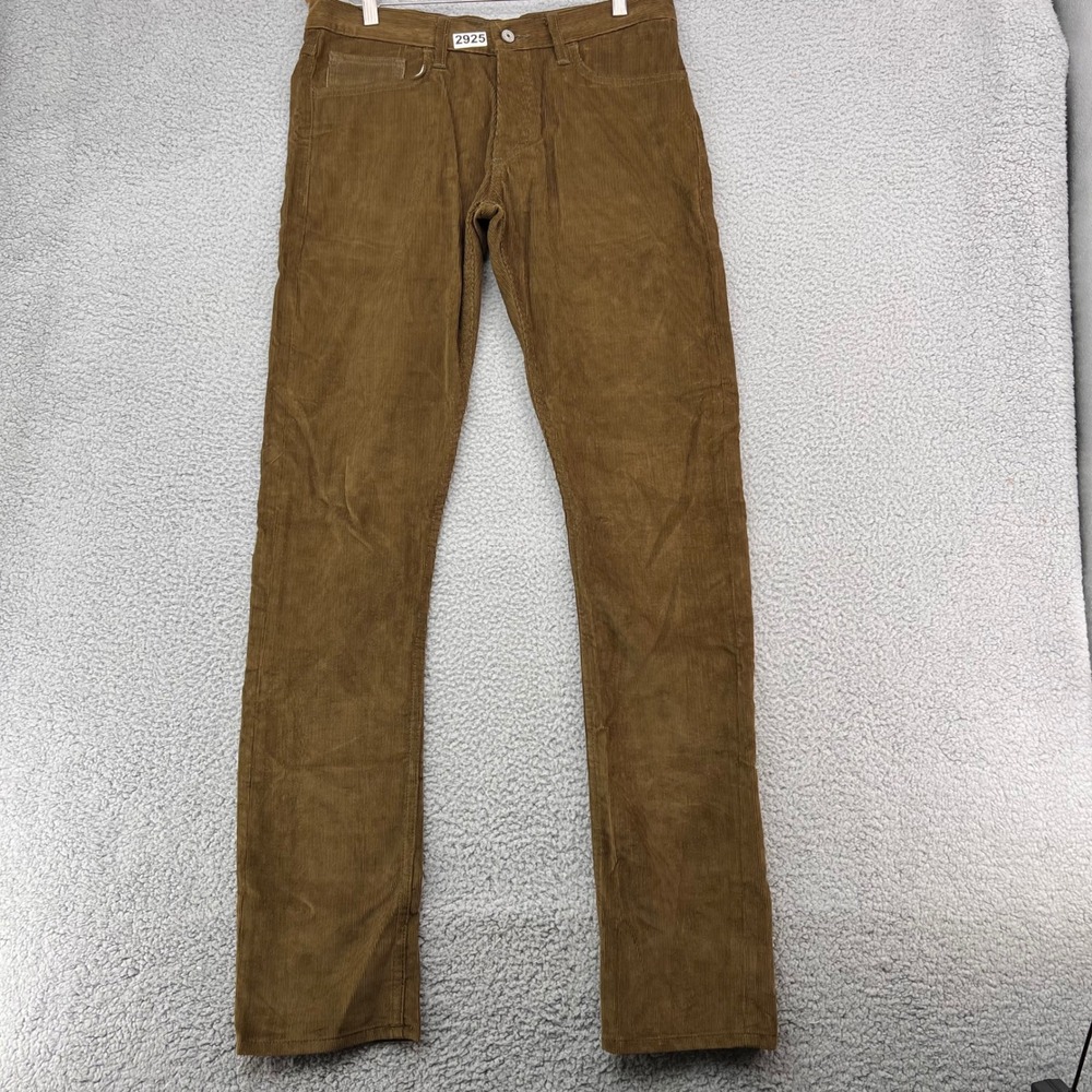 Gustin Mens Slim Fit Brown Corduroy Pants Size 34 Made in USA Button Fly